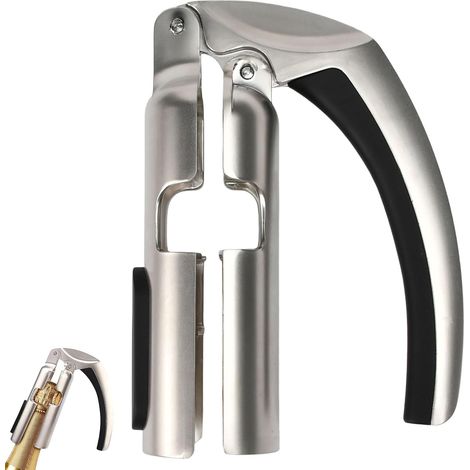 Multi-Function Silver Zinc Bottle Opener, Mechanical Corkscrew, Suitable for Arthritis and Low Strength, Bottle Opener for Champagne, Wine and Beer, Pull Compatible with All Corks (1/5)