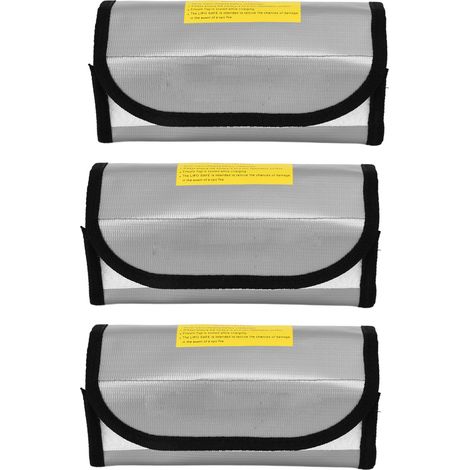 Lot de 3 sacs de protection pour batteries LiPo, ignifugés, antidéflagrants et résistants aux hautes températures, pour atelier domestique. (1/5)