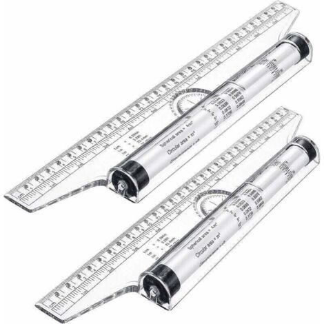 2 pièces en plastique règle de roulement de mesure, règle de rouleau de dessin, règle parallèle, règle de conception de dessin multifonctionnelle pour mesurer, dessiner, étudiant, école et bureau (1/4)