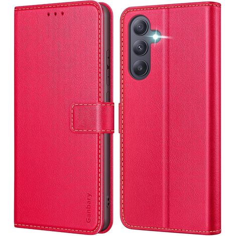 Leder Handyhülle Samsung Galaxy A55 5G Klapphülle Rot Magnet Standfunktion (1/5)