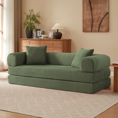 Schlafsofa (41 x 41 x 99 cm), wandelbar, modular, mit Veloursbezug, Schaumstoff, Grün (1/5)