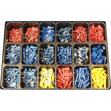 Oc-Pro – Assortiment de 1405 cosses électriques isolées – Mâles et femelles 2.8/4.7/6.35 mm – Coffret métal pour rangement pratique