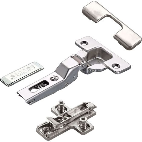 2 x Salice Topfband 110° Serie 200 Bohrbild T52 Mittelanschlag inkl. Kreuz-Montageplatte Höhe 6 mm mit vormontierten Euroschrauben, Exzenterverstellung und Abdeckkappenset Möbelscharnier von SOTECH (1/4)