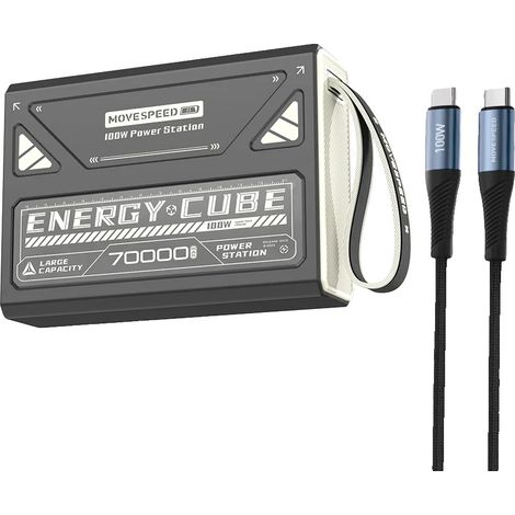 Batterie de secours, capacité de 70000mAh, plusieurs options de sortie, noir (1/2)