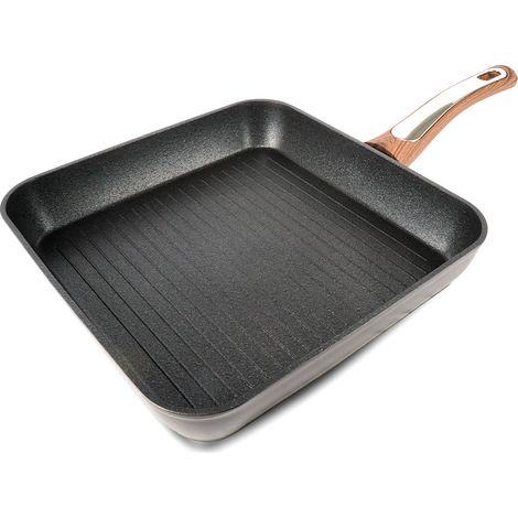 Bistecchiera 26x26 cm Antiaderente Induzione Silex Elegance Wood Nero (1/5)