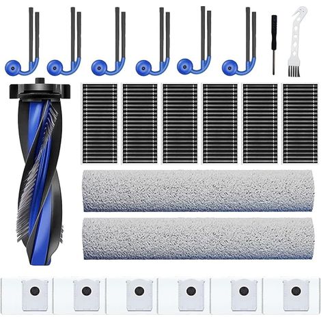 Lot de 23 accessoires T90 Pro pour aspirateur ECOVACS DEEBOT T90 PRO Omni / T90, 1 brosse principale, 2 rouleaux serpillères, 6 filtres HEPA, 6 sacs à poussière, 6 brosses latérales, 2 outils de (1/5)