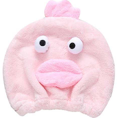 Sèche-cheveux rapide, bonnet en microfibre à absorption d'eau forte, élastique, doux pour la peau, serviette de séchage rose, dessin animé