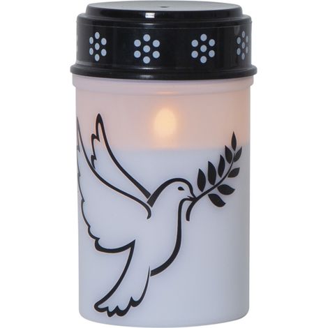 Star Trading Bougie funéraire LED 'Colombe', minuterie, avec motif colombe, 12 cm
