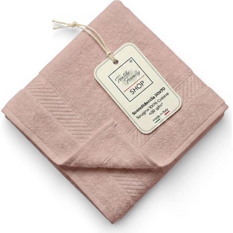 Scendidoccia Bagno Cipria 50x70 Spugna Cotone 450 g/m² - Tappetino Doccia Made in Italy