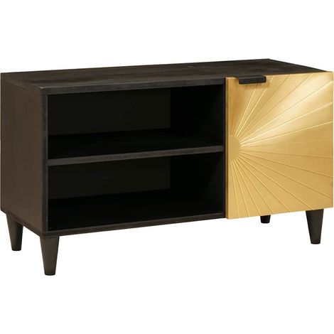 Maison Exclusive - Mobile TV Nero e Oro 80 x 33 x 46 cm Legno multistrato