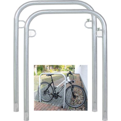2 x Fahrradanlehnbügel 114 x 78 cm Stahl feuerverzinkt Ø 49mm Einbetonieren Fahrradständer Parker Typ U (1/5)