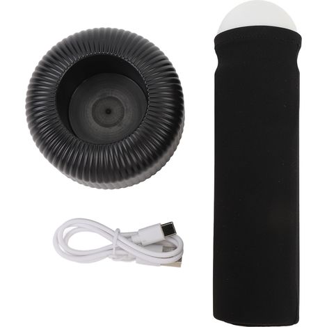 LED Night Light Rechargeable Innovative Stable Base Handheld Warm Night Light for Bedroom Black (1/5)