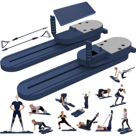 Tabla de Pilates, diseño desmontable, accesorios multifuncionales, azul (1/2)