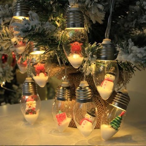 2 07 m lange LED-Weihnachtsschneekugel-Lichterkette mit 10 LEDs Fernbedienung mit Timer Batteriebetriebene warmweiße Partybeleuchtung für Partys 2,07 (1/4)