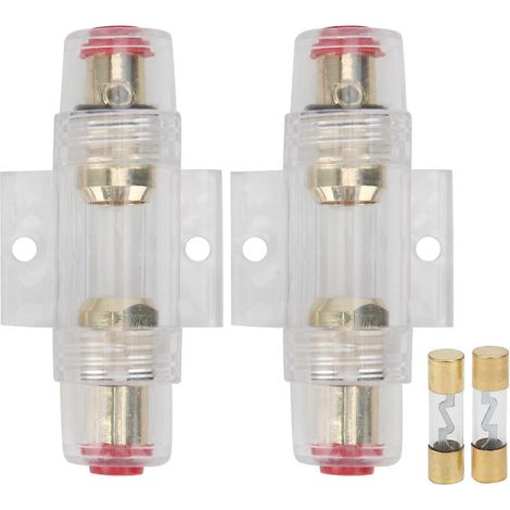 Deux porte-fusibles AGU pour autoradio, avec fusibles 60A/80A, compatibles avec des fils de calibre 4/6/8, 12/24V. (1/4)