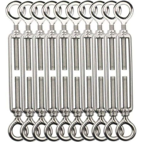 Tendeur Fil De Fer,M5 Tendeurs De Fil,Tendeur De Cable Crochet Et Crochet,Tendeurs De Cable En Acier Inoxydable 304,Utilisé Pour Cordes À Linge,Suspendre,Cable De Garde Corps -10 Pièces OO (1/5)