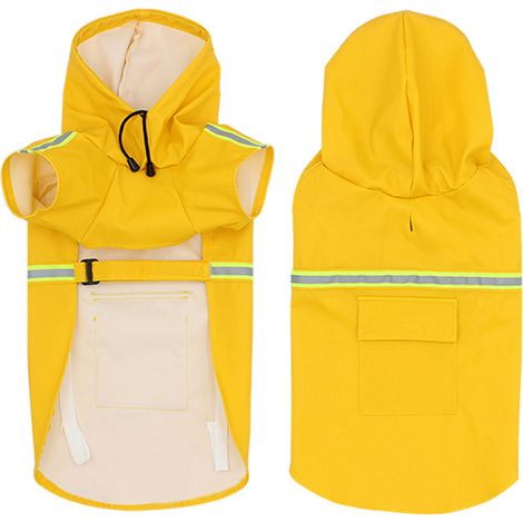 Manteau De Pluie Pour Chien - Imperméable Avec Capuche Et Bandes Réfléchissantes - Vêtement Léger Pour Promenade - Taille Unique (1/5)