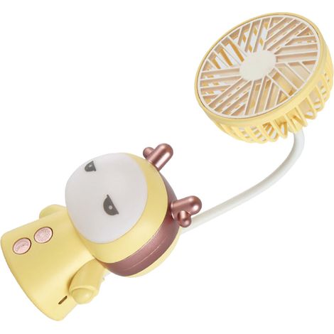 Nouveau mini ventilateur USB portable rechargeable, petit ventilateur de bureau pliable, motif dessin animé, couleur citron. Cadeau idéal. (1/5)