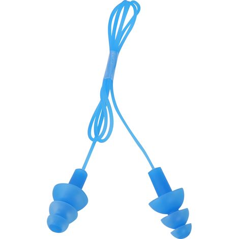 Bouchons d'oreilles de natation en silicone souple étanche avec cordon anti-bruit (bleu) (1/5)