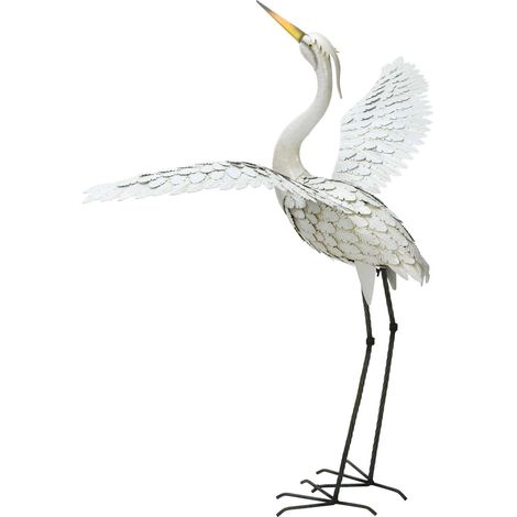 Gartenfigur Kranich aus Metall, 87 cm