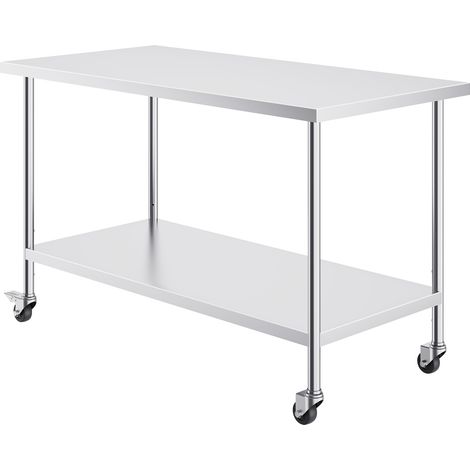 Mophorn 30x60x38 pollici tavolo da lavoro in acciaio inossidabile, tavolo da lavoro per preparazione per impieghi gravosi con 4 ruote e altezza regolabile (1/5)