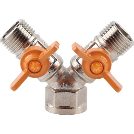 Adaptateur de robinet à vanne à bille en laiton à filetage femelle G1/2, dispositif d'arrosage automatique à double sortie type Y (1/5)