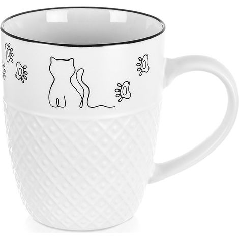 Kätzchen-Tasse für Kaffee, Tee und Kräuter, Porzellan, Weiß, 380 ml (1/4)