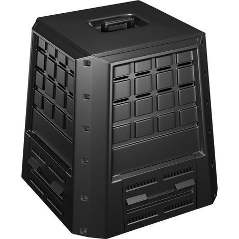 Compostador de jardín 78 x 64 x 80 cm gran capacidad 380 litros y práctica tapa en PP negro 200011570