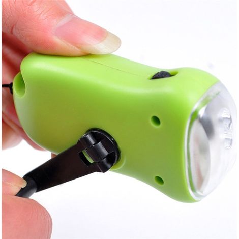 Mini lampe torche LED à manivelle, dynamo solaire, portable et économique, idéale pour le camping. (1/5)