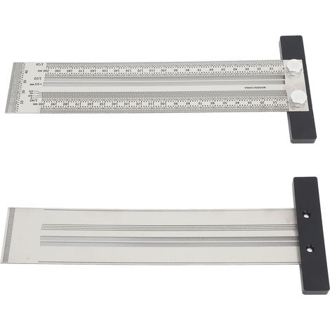 Règle T en acier inoxydable 200mm pour tracer bois, haute précision, outil de mesure menuisier, marquage précis, équerre T professionnelle (1/5)