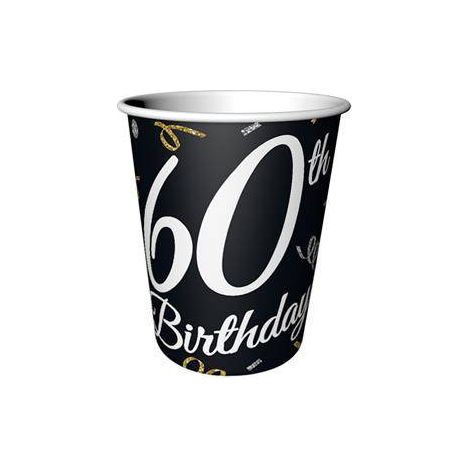 Pappbecher zum 60. Geburtstag, 250 ml, 6 Stück.