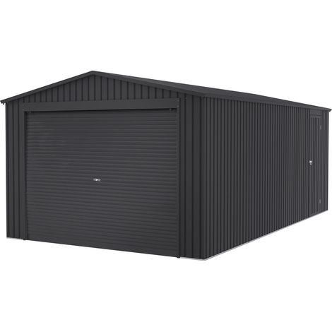 WASABI Metallic-Garage 19,52m2 - 338x576x243cm - Breites Rolltor - Autounterstand im Außenbereich