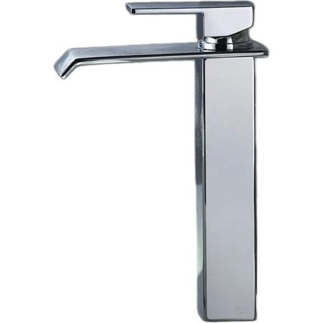 Robinet de lavabo Homelody moderne chromé à effet cascade avec bec haut, corps en laiton et cartouche en céramique pour lavabo et vasque (1/5)