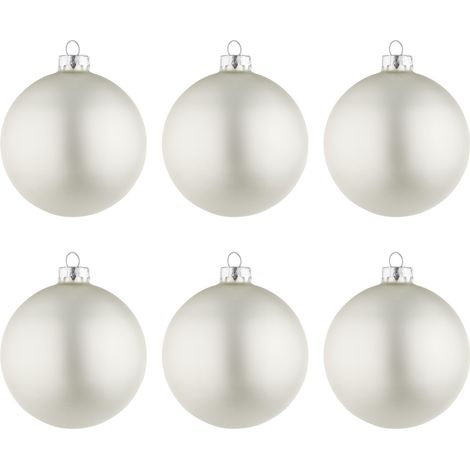 Palline in vetro "Bianco Opaco" tinta unita per albero di Natale moderno -6 cm - 8 sfere (1/6)