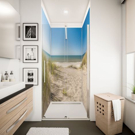 Schulte DecoDesign Duschrückwand Foto Neue Dünen, Wandverkleidung aus 3mm Aluminium-Verbundplatte als fugenfreier Fliesenersatz, Motiv: 8116, 3er-Set, Größe: 2 x 90 x 210 cm