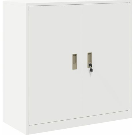 Armadio contenitore moderno design industriale 90 x 40 x 90 cm con ante chiudibili in acciaio bianco 020054820
