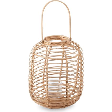 Interiors by Premier Sustainable Natural Rattan Lantern, Rounded Modern Black Candle Lantern, Versatile Tealight Lantern (1/5)