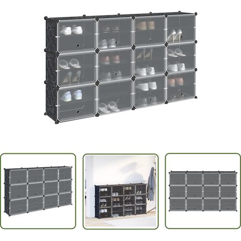 vidaXL Regalsystem mit 12 Würfeln und Türen Schwarz PP (1/5)