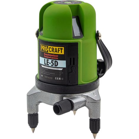 Láser de líneas y líneas cruzadas a batería Procraft LE-5D, 3,7 V, 50 m, verde, autonivelante + batería integrada de 2,0 Ah + funda (1/3)