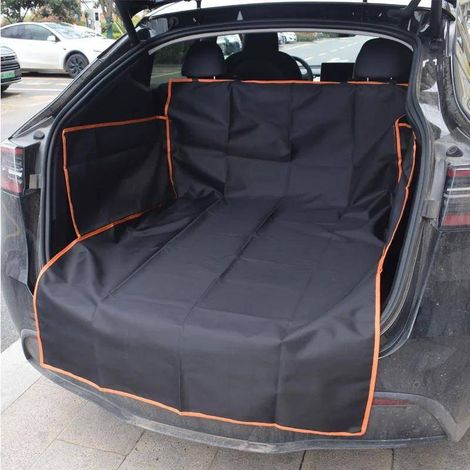 Protector lavable para maletero de mascotas con borde naranja, alfombrilla impermeable para coche de exterior. (1/5)