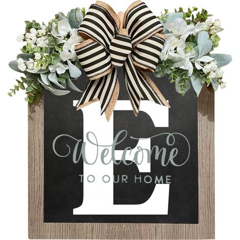 Guirlande Porte D'Entrée Ronde - Panneau Bienvenue Avec Lettres Anglaises - Décor Extérieur Suspendu - Bois Et Plastique - 1 Pièce (1/3)