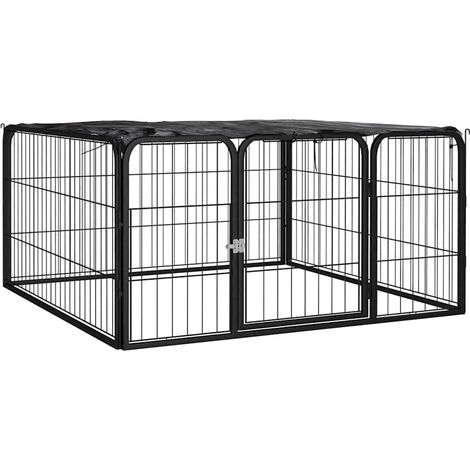 Parc pour chien-Abri pour chien-Chenil 4 panneaux Noir 100x50cm Acier enduit de poudre 807985 (1/5)