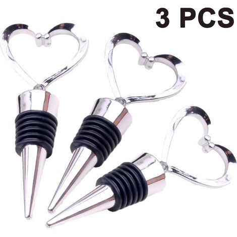 Bouchon À Bouteille En Alliage D'aluminium - Joint En Silicone Noir - Pour Vin Rouge Whisky Champagne - Lot De 3 (1/5)