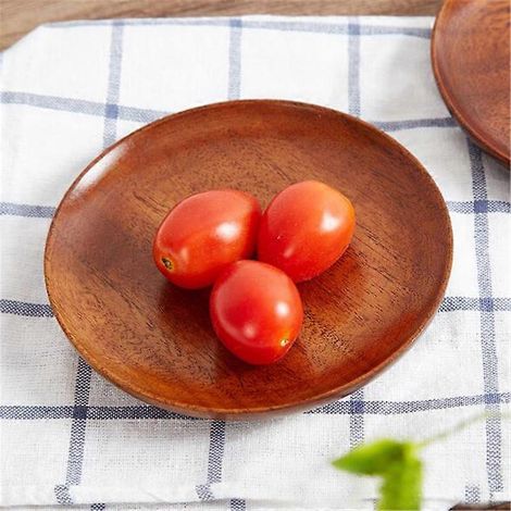 Assiette à couverts en bois, assiette à en-cas d'hôtel, assiette ronde en bois, assiette à fruits, assiette à aliments, assiette à en-cas en bois massif