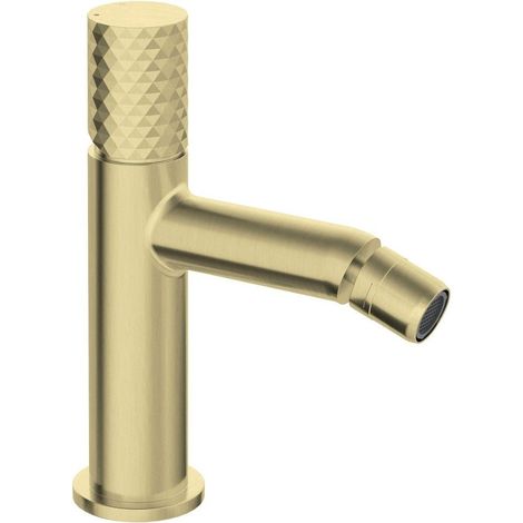 Miscelatore bidet in ottone con leva decorativa finitura oro spazzolato - Hexo