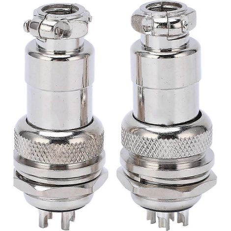 Connecteur avion 4 broches, prise femelle mâle en alliage de zinc, coque argentée cuivre, lot de 2 pièces pour câblage électrique. (1/5)