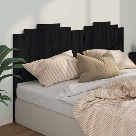 vidaXL Cabecero de cama madera maciza de pino negro 206x4x110 cm (1/5)
