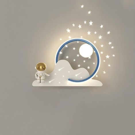 Astronaute LED Applique Murale Pour Chambre D'enfants Dimmable Chevet Applique Murale Projection Étoiles Veilleuse Bleu Blanc Contemporain Moderne Applique Murale Pour Enfants Garçon Fille Cham
