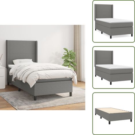Boxspringbett mit Matratze Dunkelgrau 90x200 cm Stoff - Boxspringbett - Doppelbett - Schlafraumgestaltung - Bettenausstattung - Lattenrost (1/5)