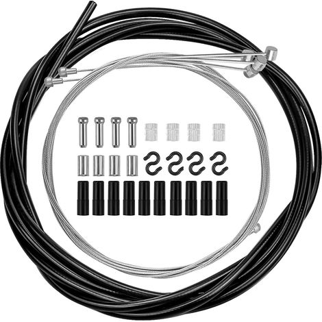 Kit de câble de frein universel pour VTT et vélos de route, comprenant une gaine de câble de 2,5 mètres et un crochet en S, noir. (1/5)